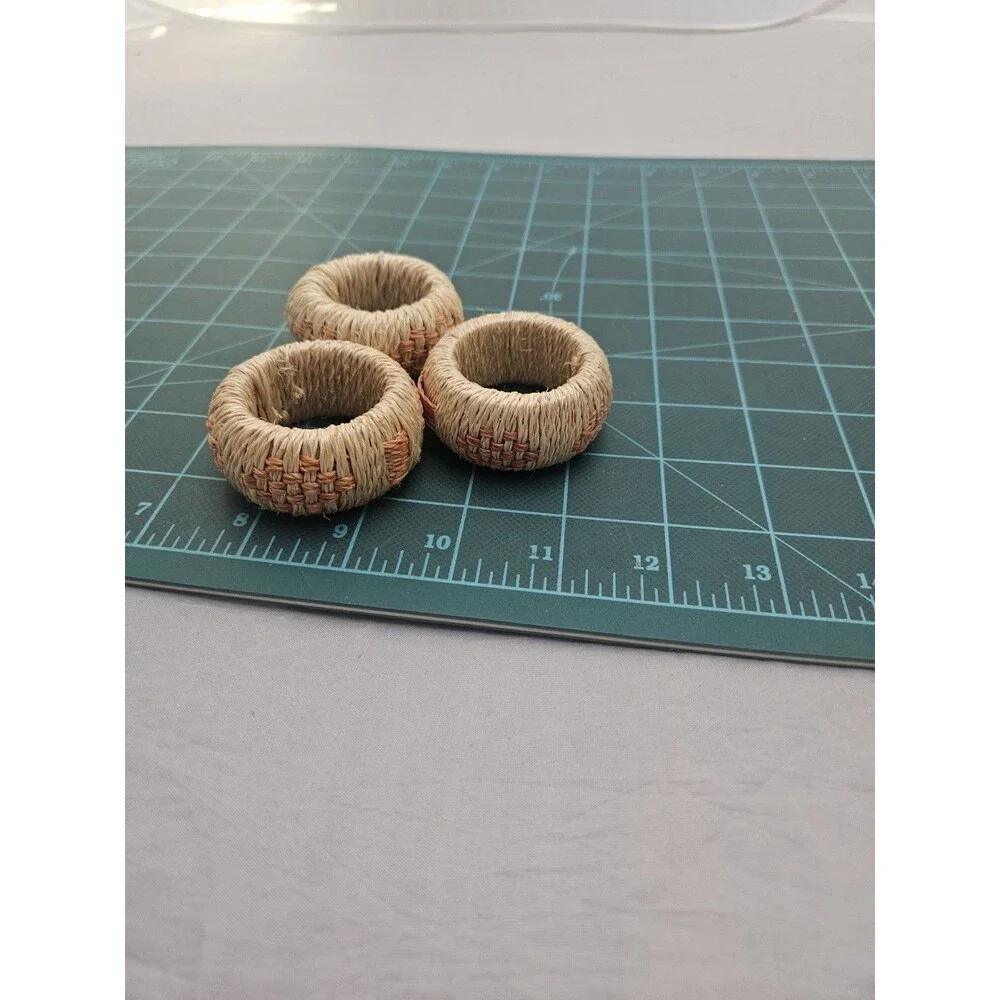 Jute Woven Natural Napkin Rings Lot of 3